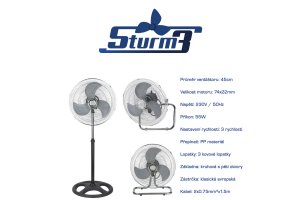 Cirkulační ventilátor STURM 3v1, průměr 45cm